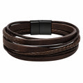 Bracciale Uomo Multistrato Marrone con Chiusura Magnetica