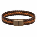 Bracciale Intrecciato a Doppio Colore Marrone e Cuoio