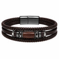 Bracciale Intrecciato Multistrato in Marrone con Dettagli Metallici