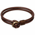Braccialetto artigianale con nodo e anello metallico - Marrone