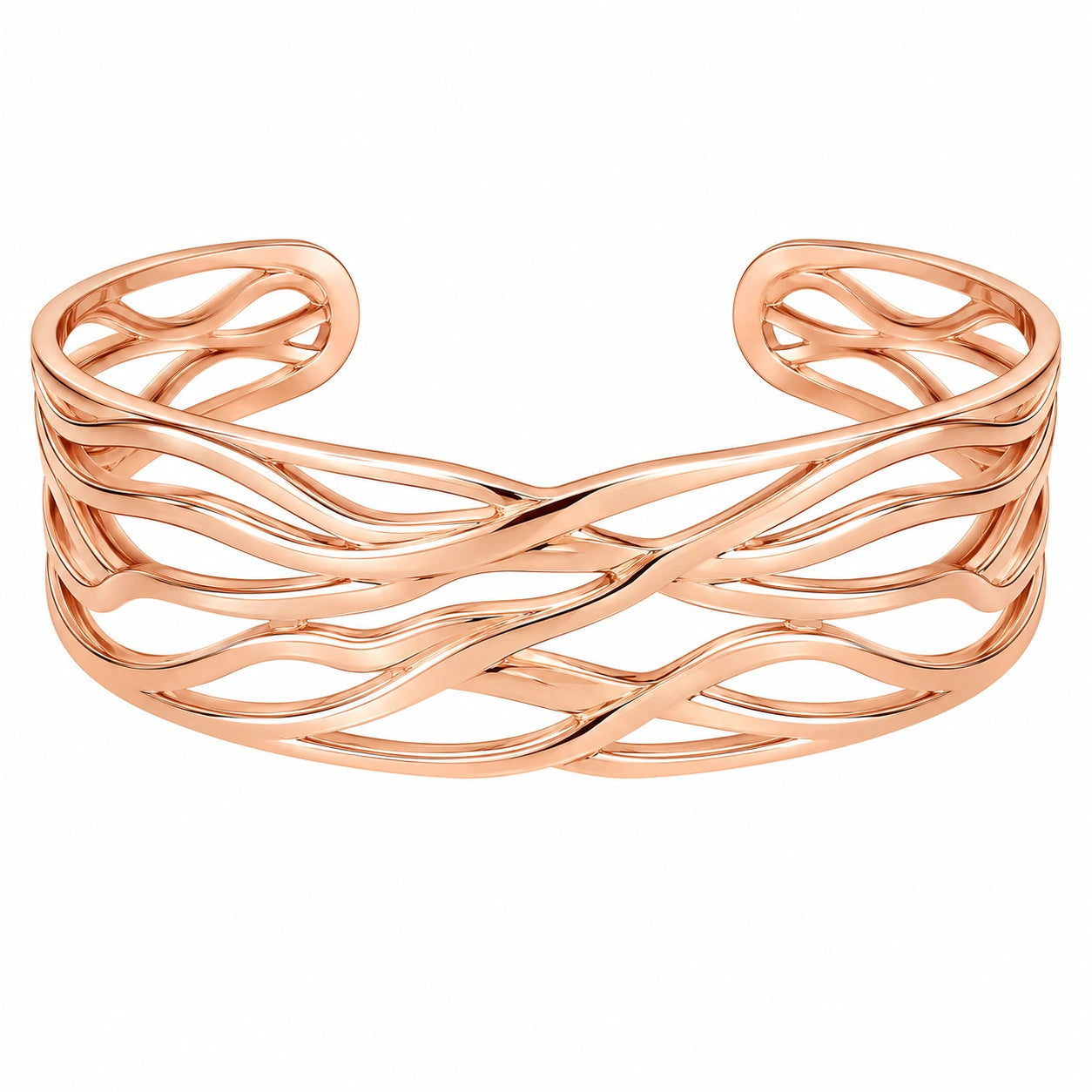 Bracciale Ondulato Aperto in Oro Rosa