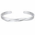 Braccialetto rigido intrecciato argento aperto regolabile