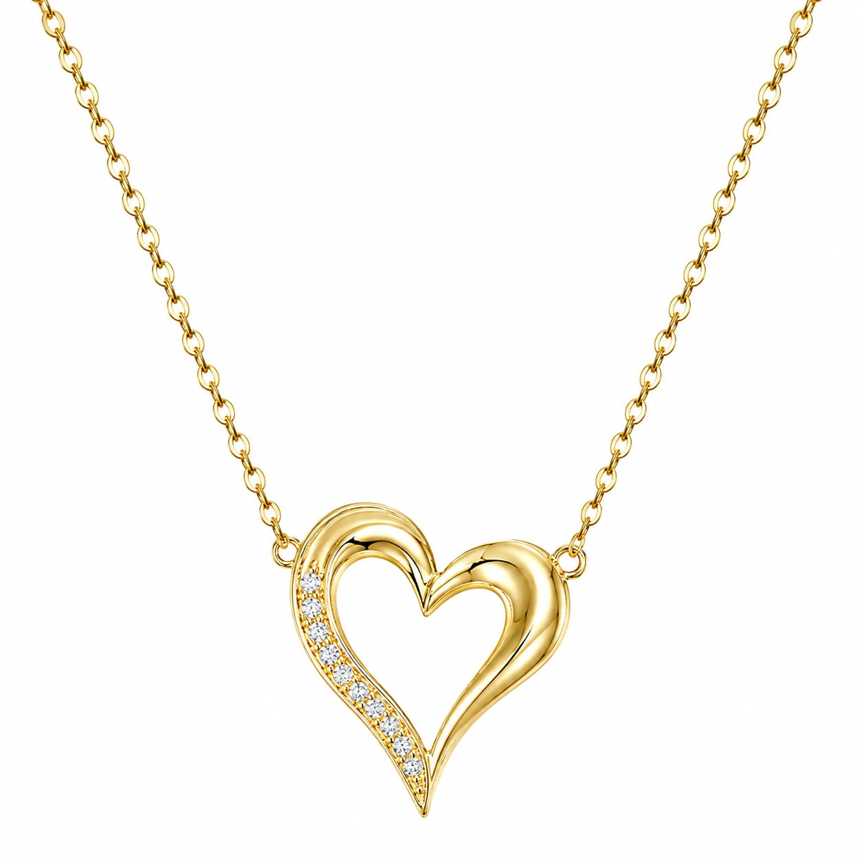 Collana Cuore Oro con Cristalli Incastonati