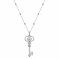 Collana Pendente a Chiave in Argento con Cristalli Azzurri