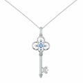 Collana con Ciondolo Chiave in Argento con Cristalli Blu