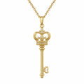 Collana con Pendente Chiave a Corona Dorata