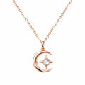 Collana Luna e Stella con Pietra Azzurra in Oro Rosa