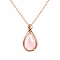 Collana con Pendente a Goccia in Oro Rosa e Quarzo Rosa