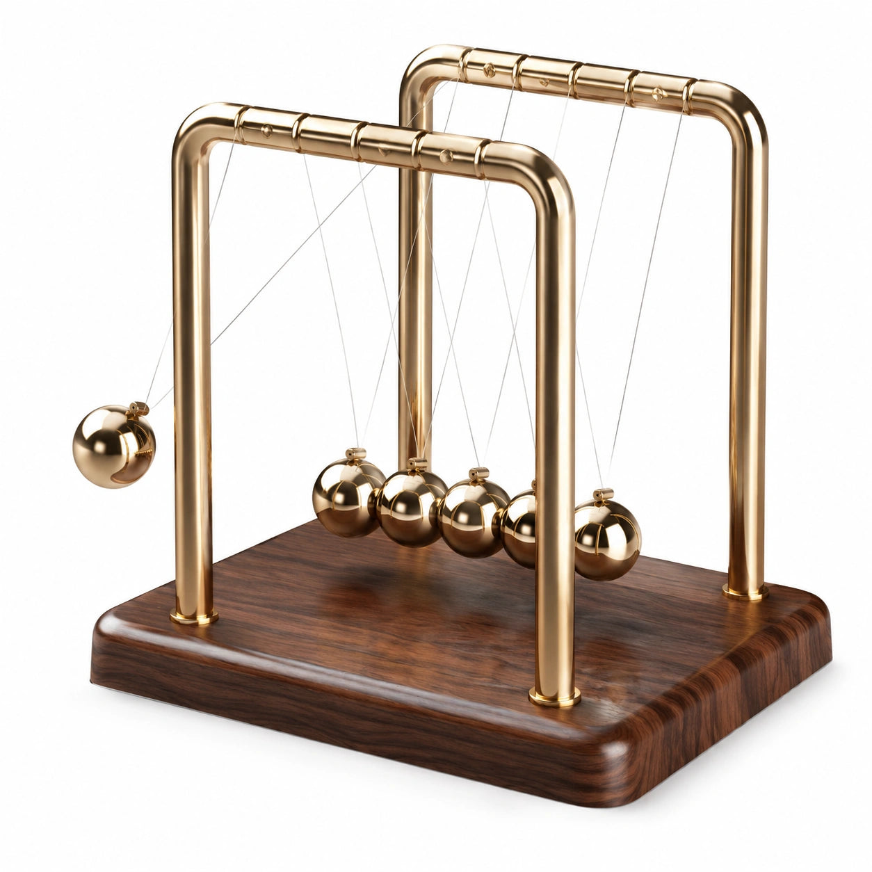 Palla di Newton Decorativa in Metallo Oro e Legno