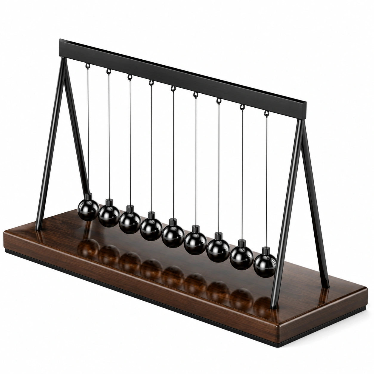 Pendolo di Newton Decorativo Nero e Marrone con 9 Sfere